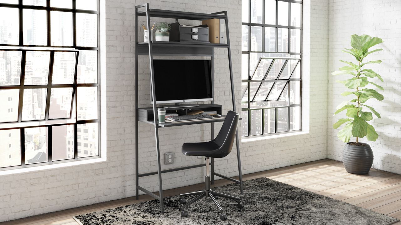 Yarlow Black Home Office Desk and Shelf H21527