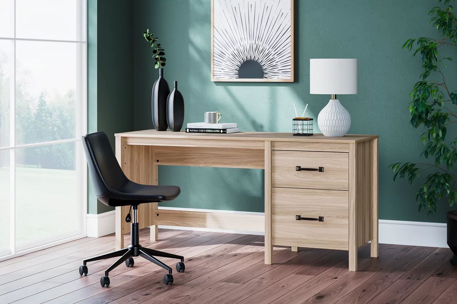 Battelle 60 Inch Home Office Desk In Tan H3929134
