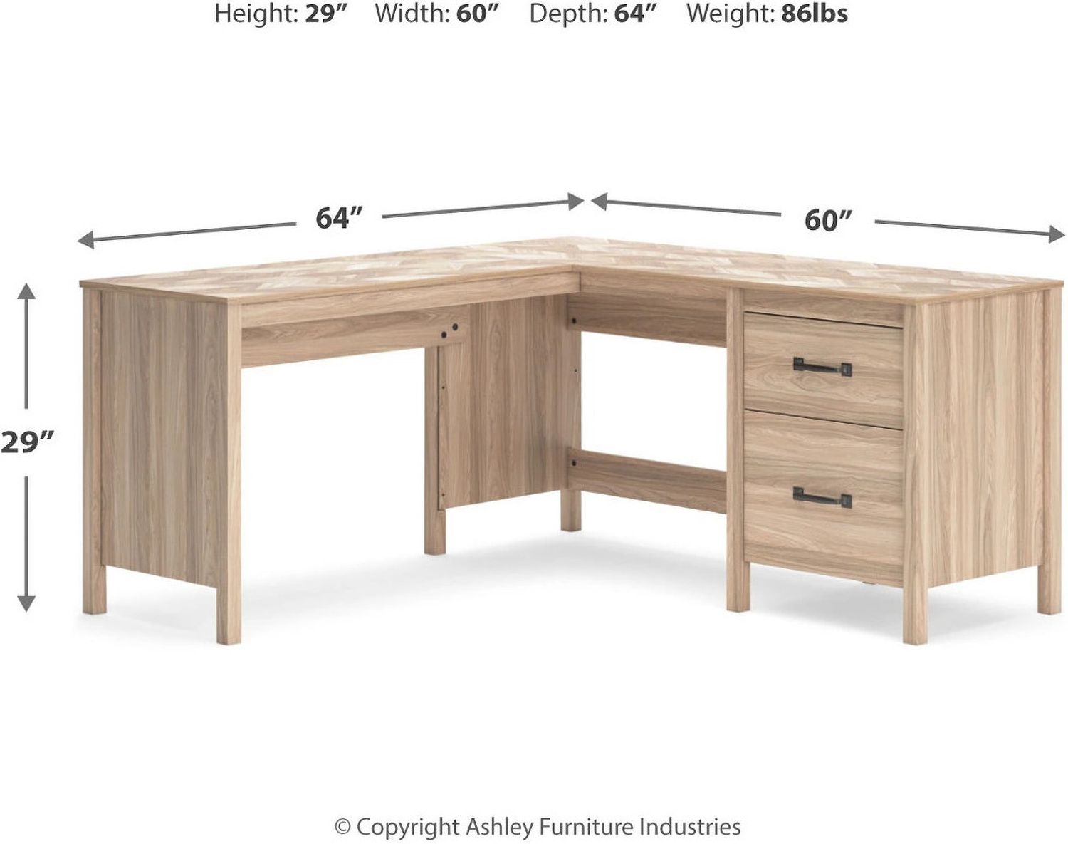 Battelle 60 Inch Home Office Desk with Return In Tan H3929H1