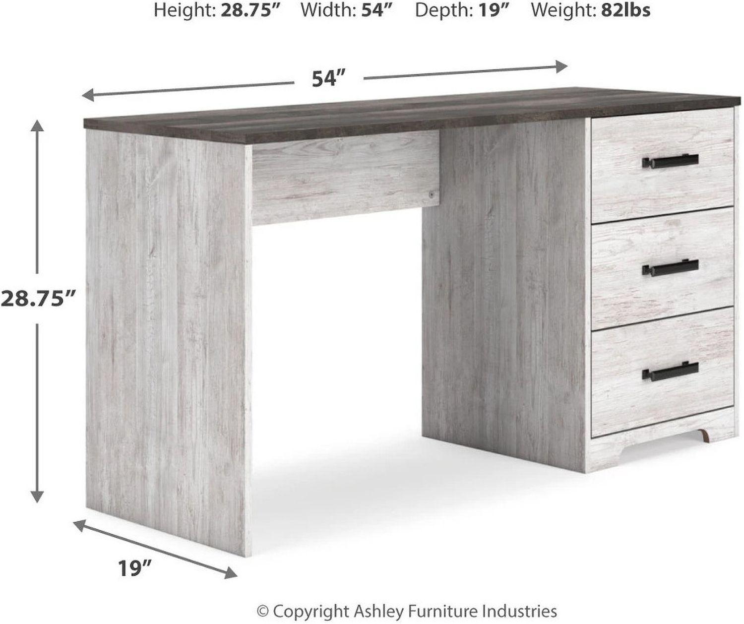 Shawburn 54 Inch Home Office Desk In White And Dark Charcoal Gray H412134