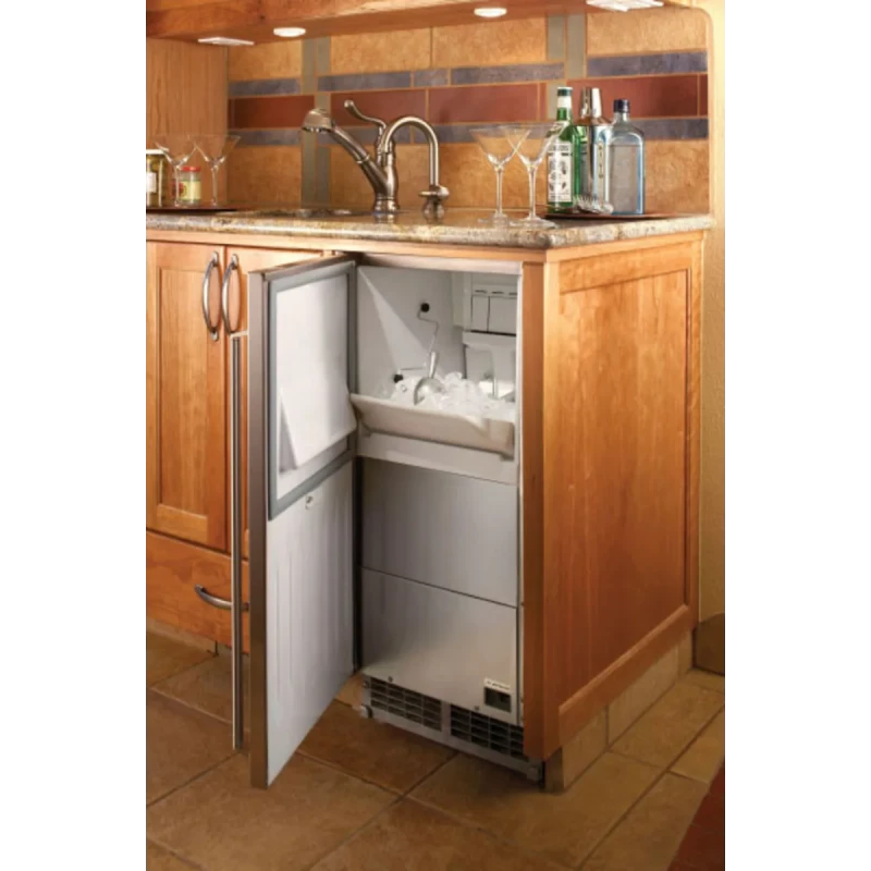 15 Inch Clear Ice Maker with 27 lb. Storage Capacity, 55 lbs. Production Capacity per 24 Hours, Front Vented and Forced Air Refrigeration System: Stainless Steel/Right Hinge Door H50IMSR