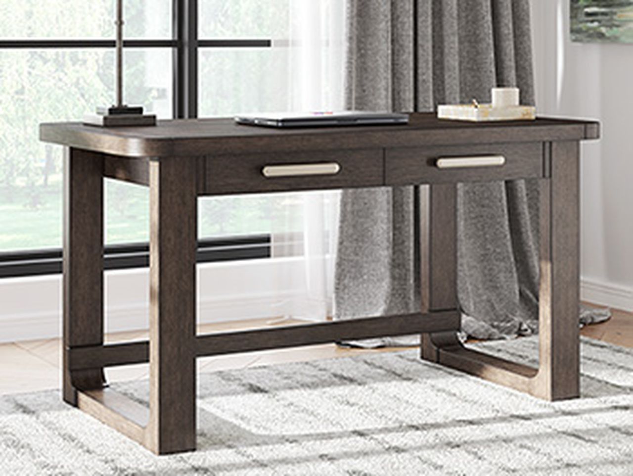 Breckington 56 Inch Home Office Desk In Dark Brown H55644