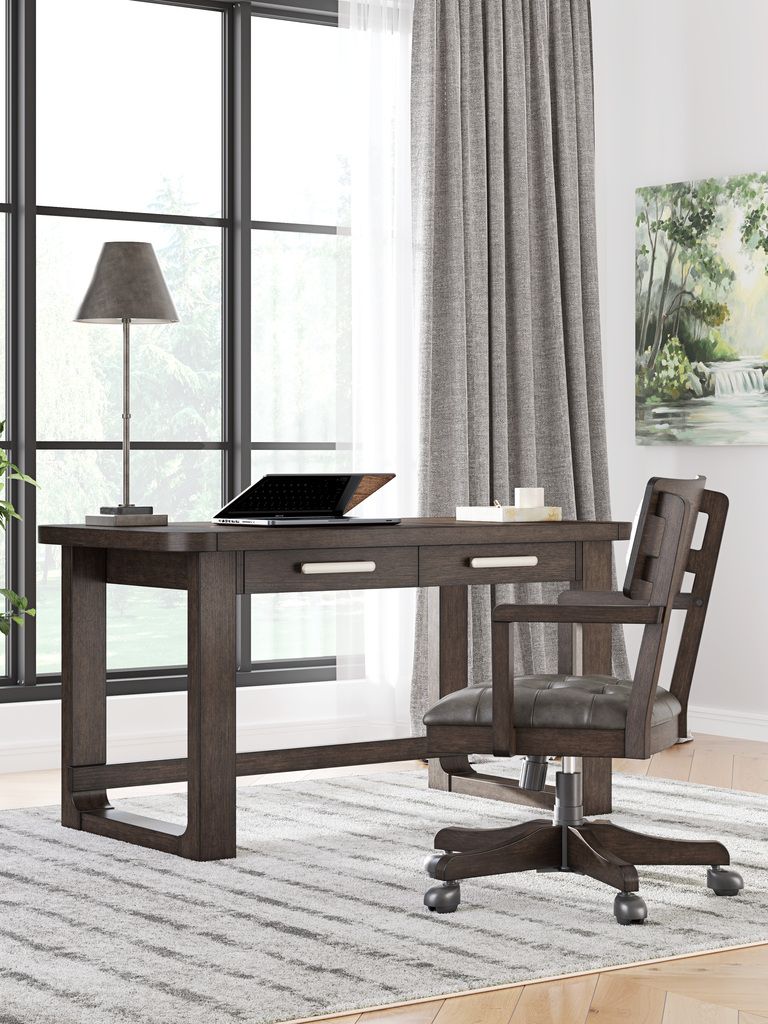 Breckington 56 Inch Home Office Desk In Dark Brown H55644