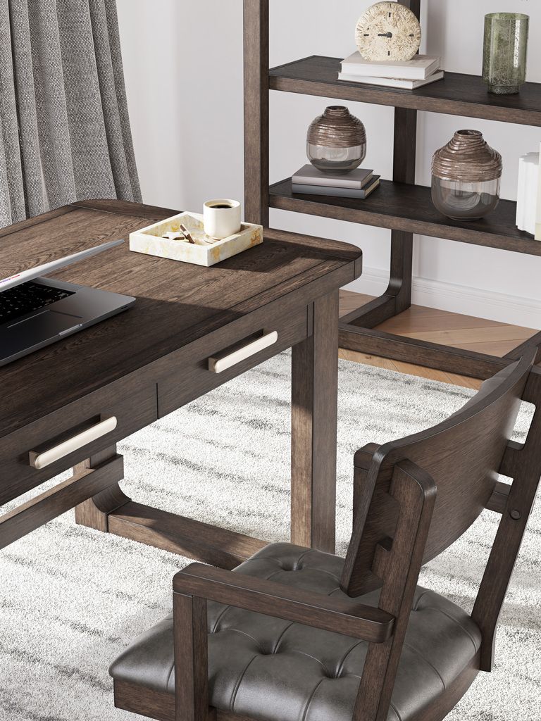 Breckington 56 Inch Home Office Desk In Dark Brown H55644