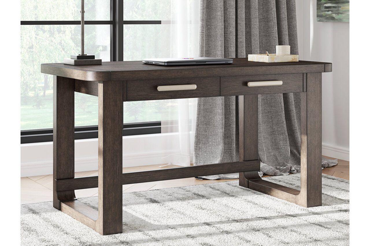 Breckington 56 Inch Home Office Desk In Dark Brown H55644