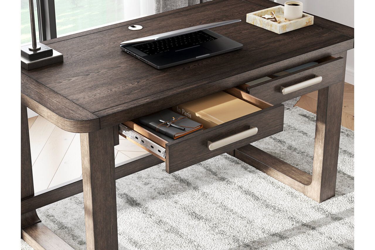 Breckington 56 Inch Home Office Desk In Dark Brown H55644