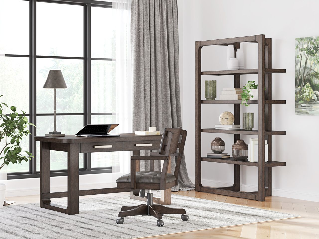 Breckington 76 Inch Bookcase In Dark Brown H55670