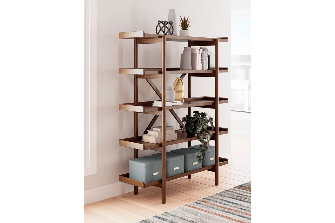 Lyncott 70 Inch Bookcase In Brown H61570