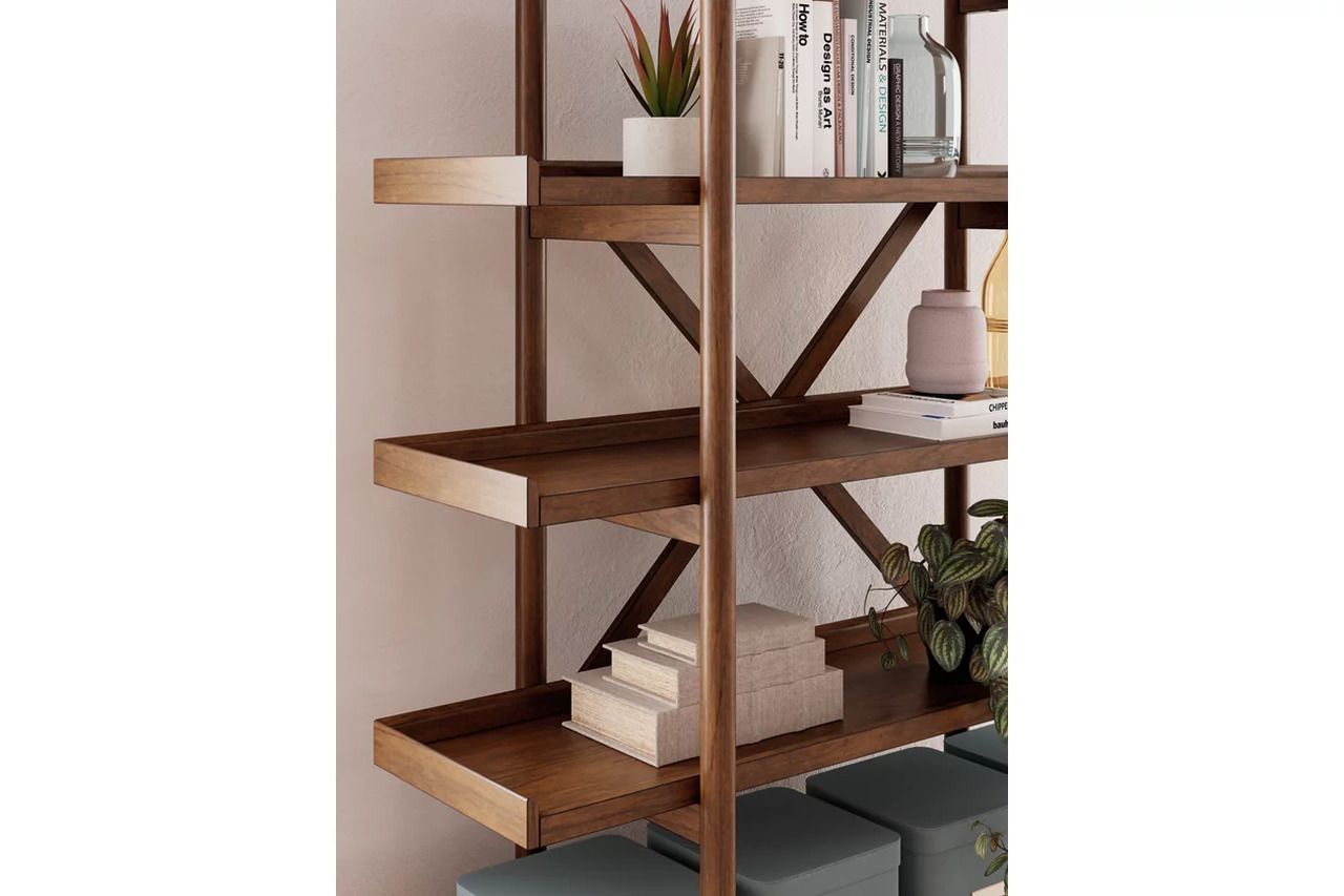 Lyncott 70 Inch Bookcase In Brown H61570