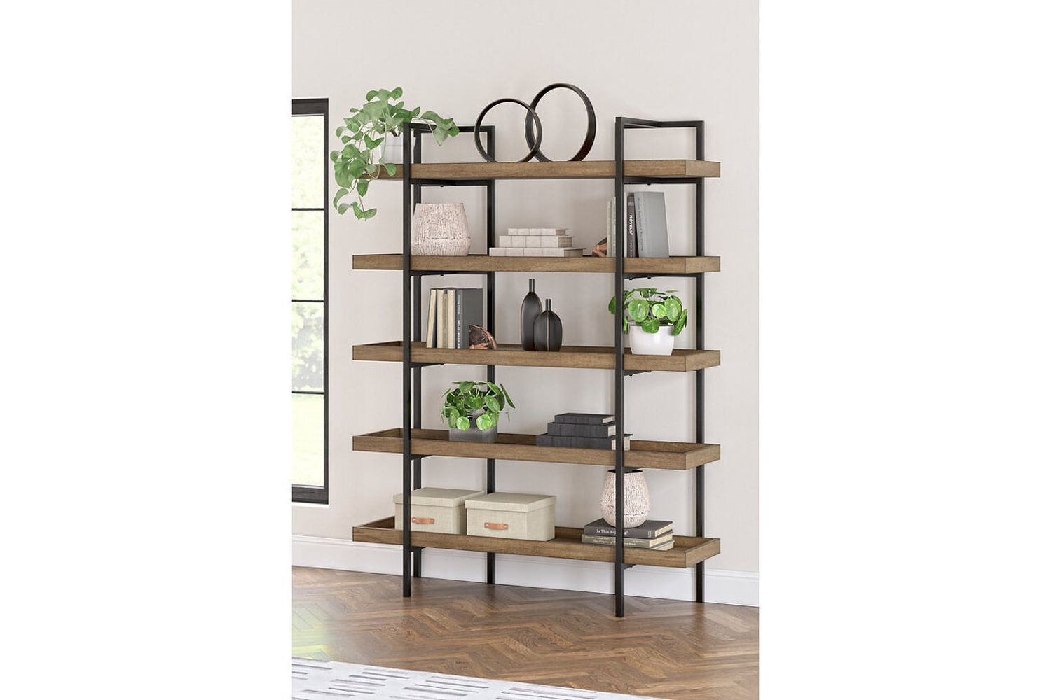 Montia 76 Inch Bookcase In Light Brown H63270