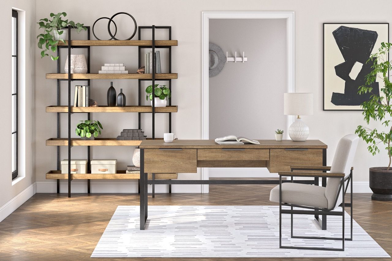 Montia 76 Inch Bookcase In Light Brown H63270
