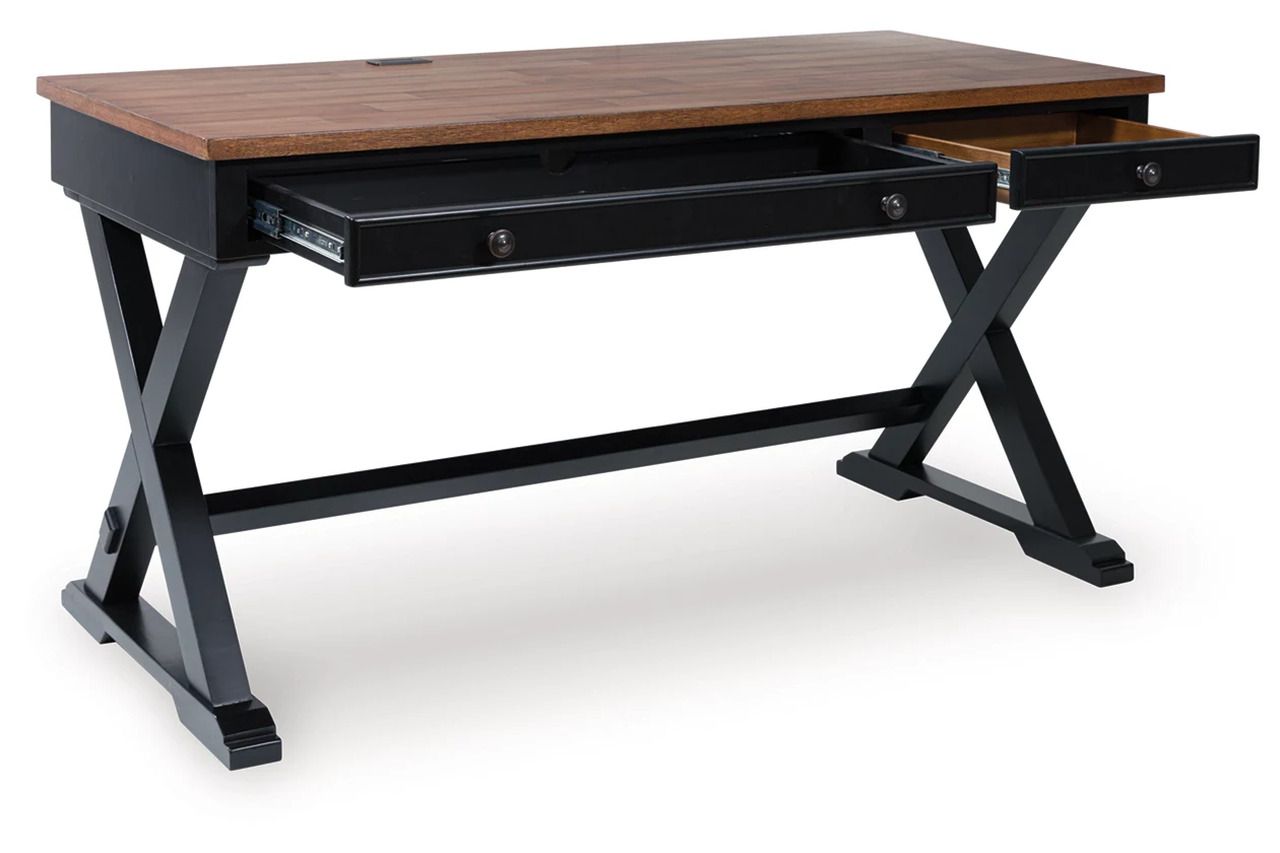 Wildenauer 60 Inch Home Office Desk In Brown and Black H66434