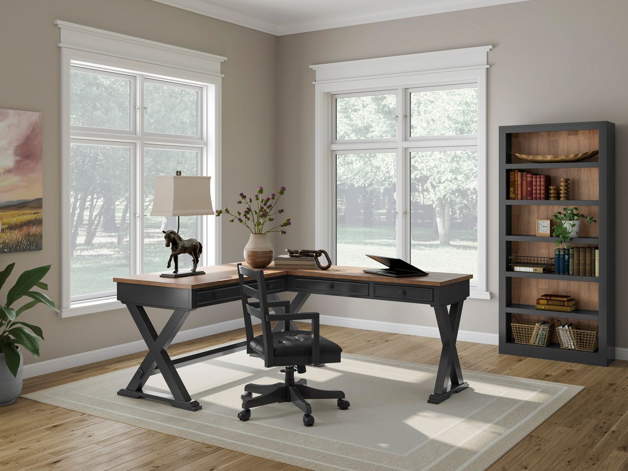 Wildenauer 60 Inch Home Office Desk In Brown and Black H66434