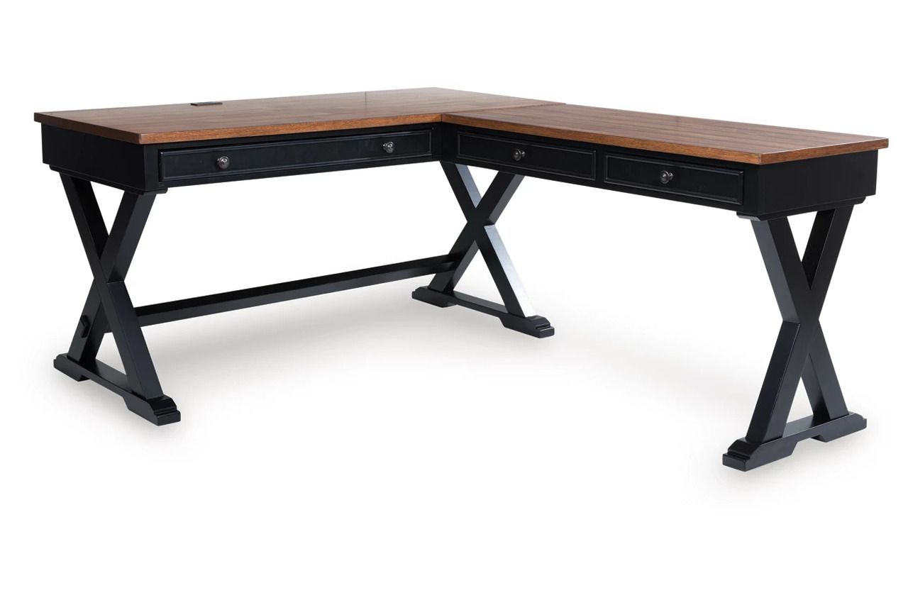 Wildenauer Home Office Desk In Brown and Black H664H2