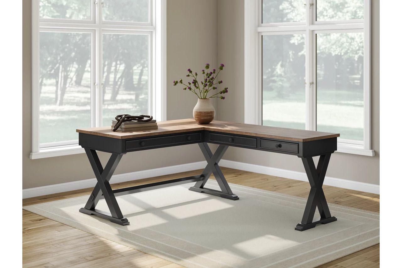 Wildenauer Home Office Desk In Brown and Black H664H2