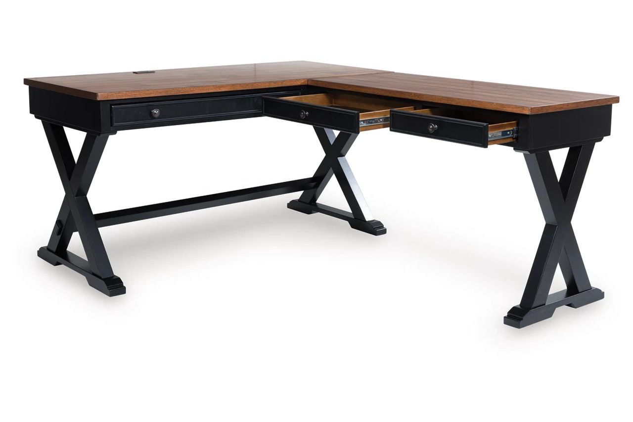 Wildenauer Home Office Desk In Brown and Black H664H2