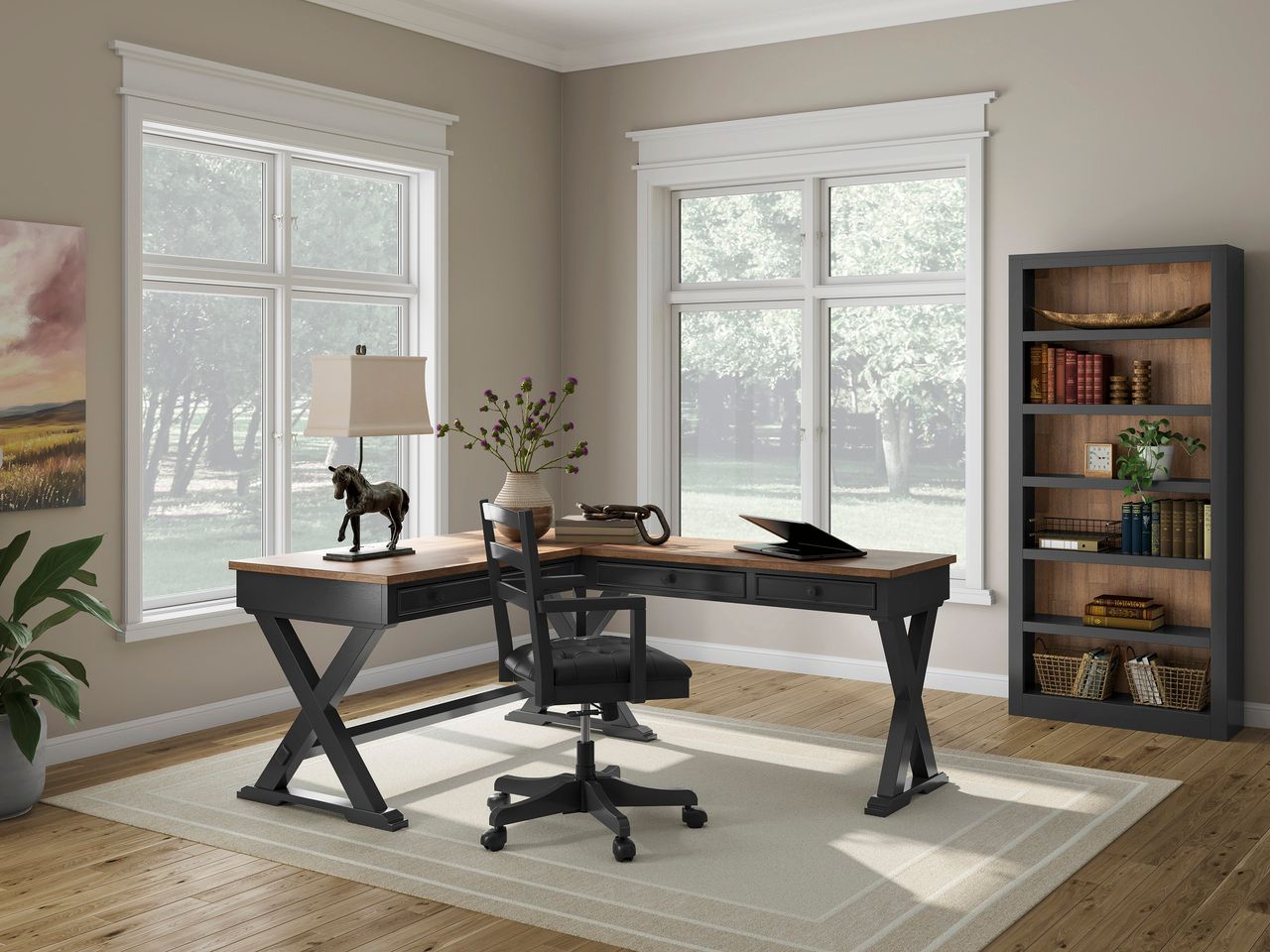 Wildenauer Home Office Desk In Brown and Black H664H2