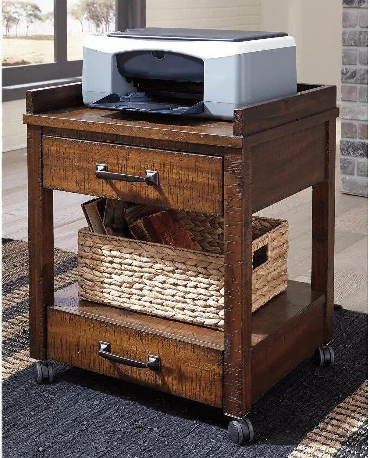 Baldridge Rustic Brown Printer Stand H67511