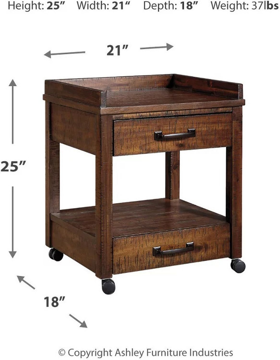 Baldridge Rustic Brown Printer Stand H67511