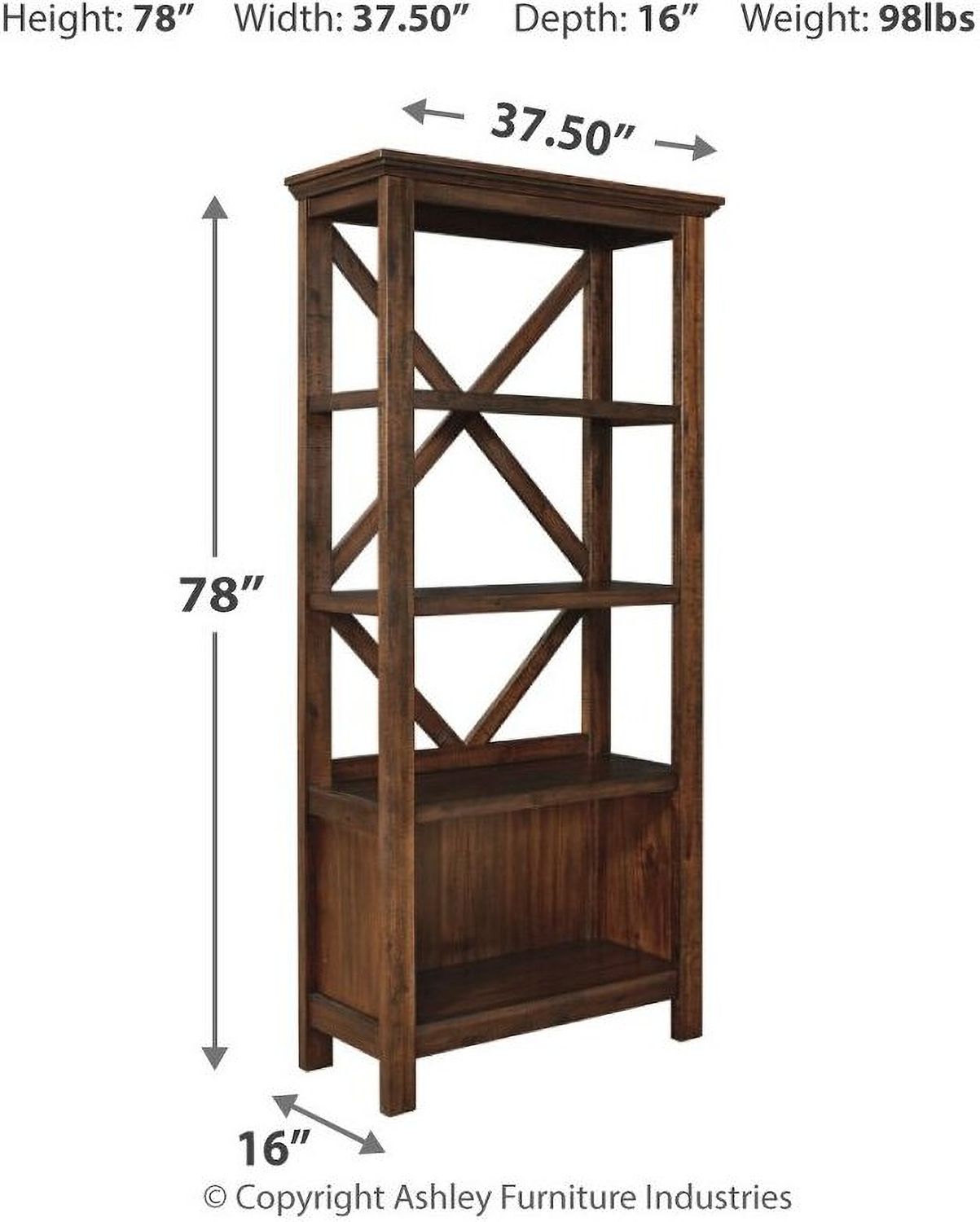 Baldridge Rustic Brown Large Bookcase H67517