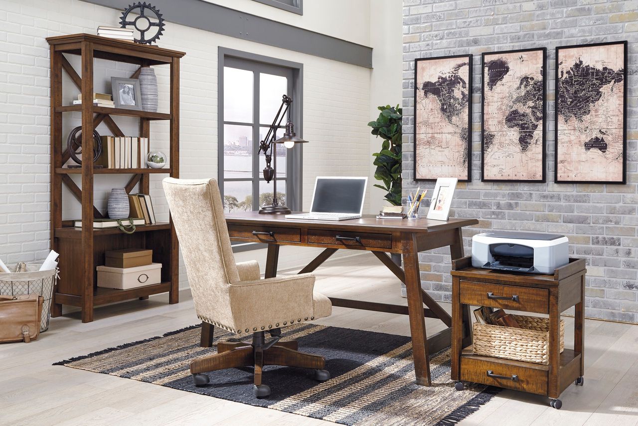 Baldridge Rustic Brown Home Office Large Leg Desk H67544