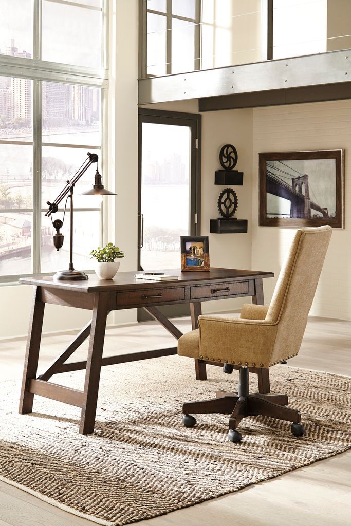 Baldridge Rustic Brown Home Office Large Leg Desk H67544