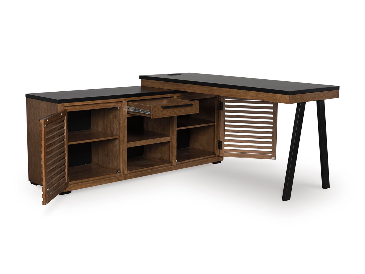 Kallari Credenza In Warm Brown and Black H73760