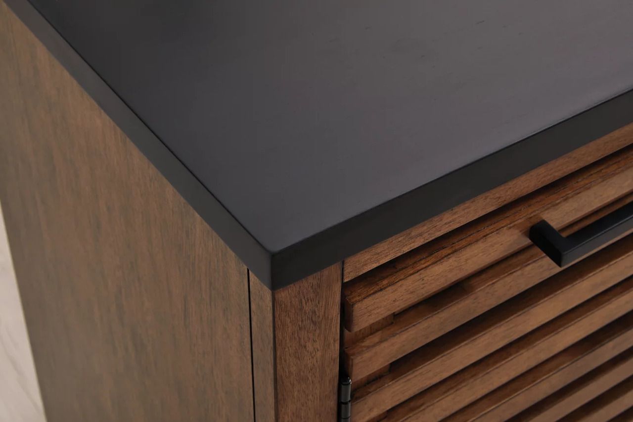 Kallari Credenza with Desk Return In Warm Brown and Black H737H1