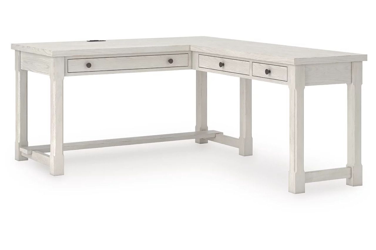Robbinsdale L-Shaped Home Office Desk In Antique White H742H1