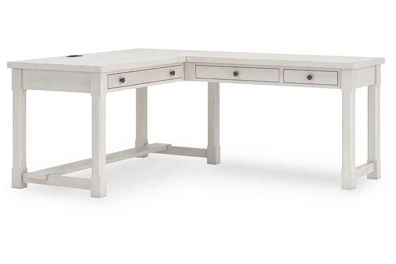 Robbinsdale L-Shaped Home Office Desk In Antique White H742H1