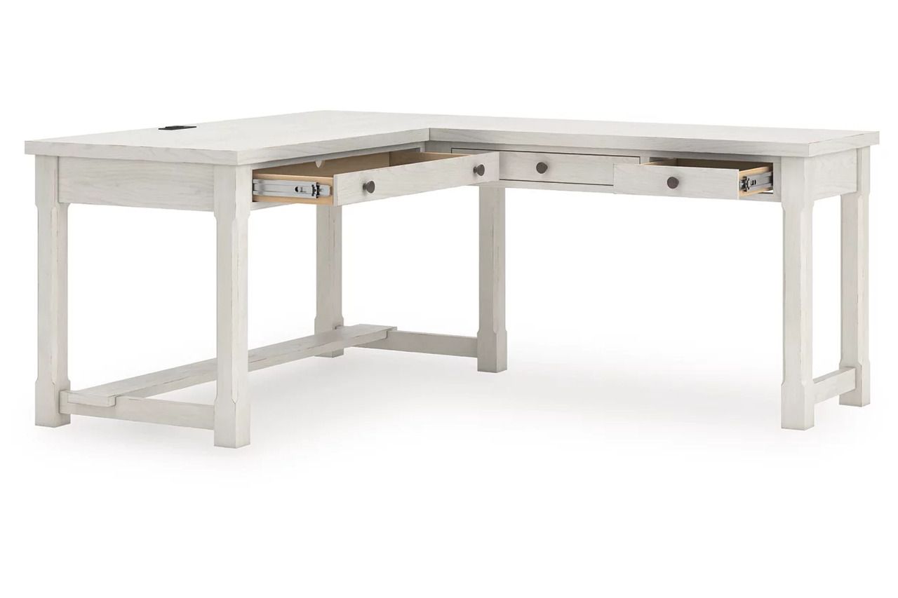 Robbinsdale L-Shaped Home Office Desk In Antique White H742H1