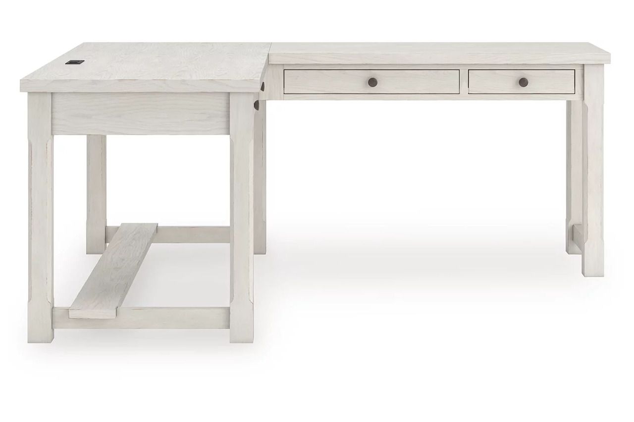 Robbinsdale L-Shaped Home Office Desk In Antique White H742H1