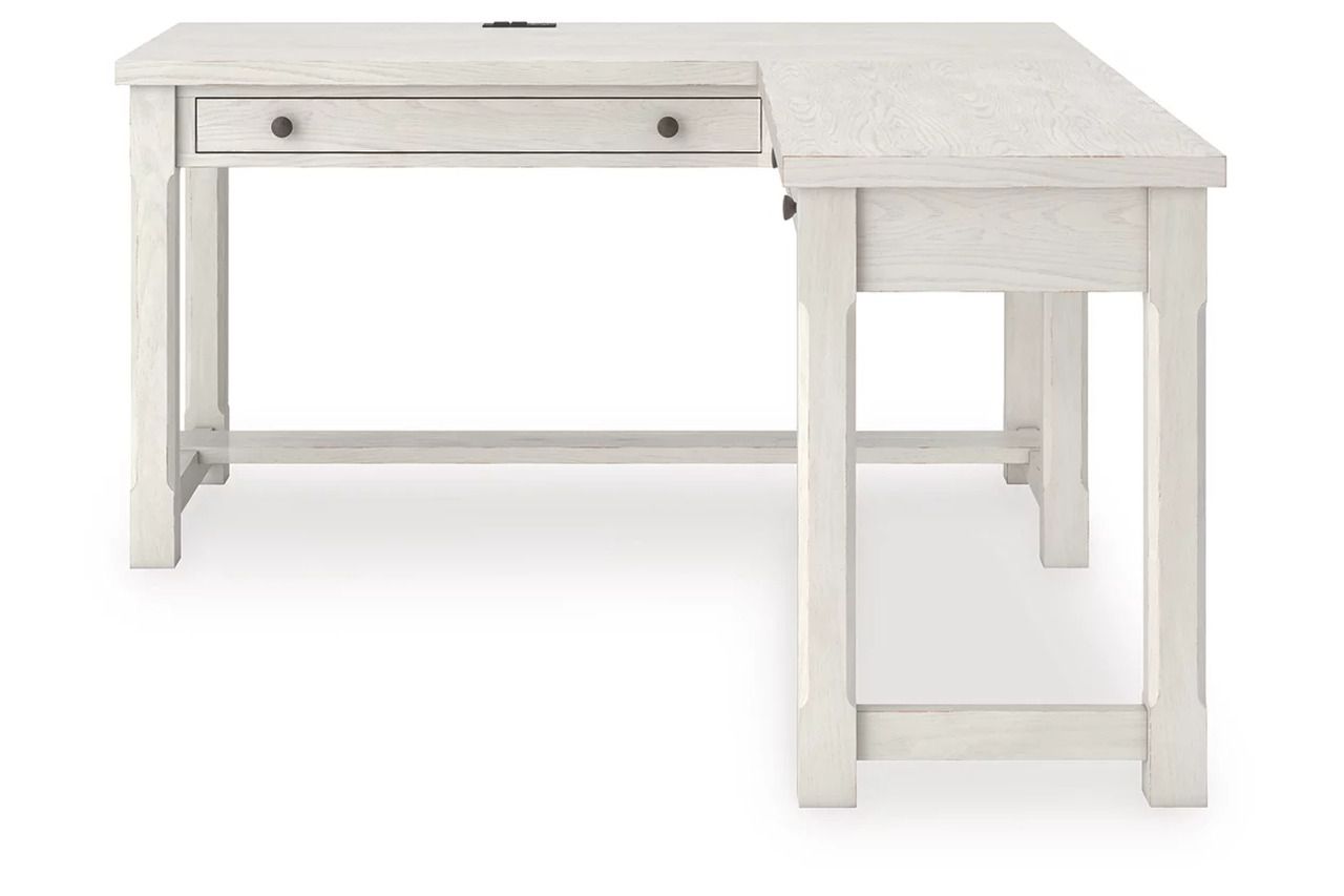 Robbinsdale L-Shaped Home Office Desk In Antique White H742H1