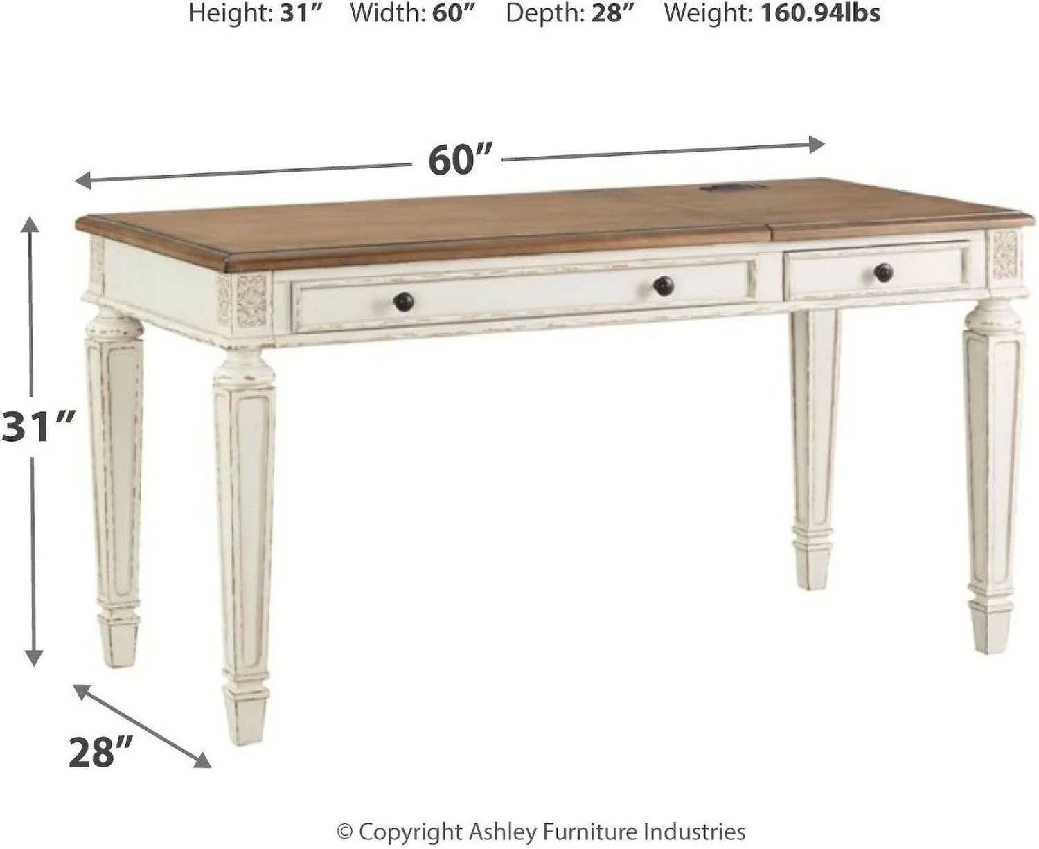 Realyn White And Brown Home Office Lift Top Desk H743134