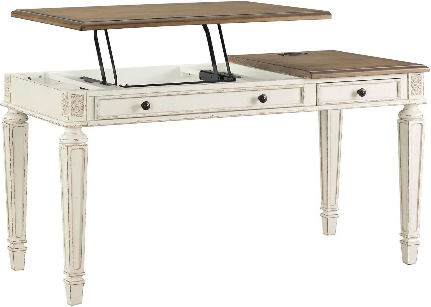 Realyn White And Brown Home Office Lift Top Desk H743134