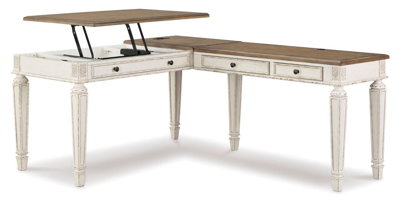 Realyn White And Brown Home Office Lift Top Desk H743134