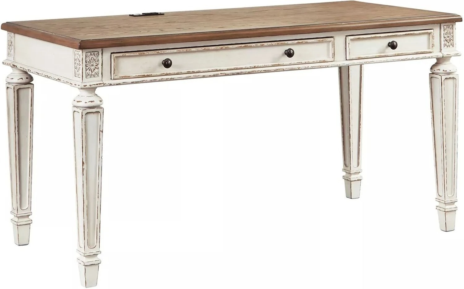 Realyn White and Brown Home Office Desk H74334