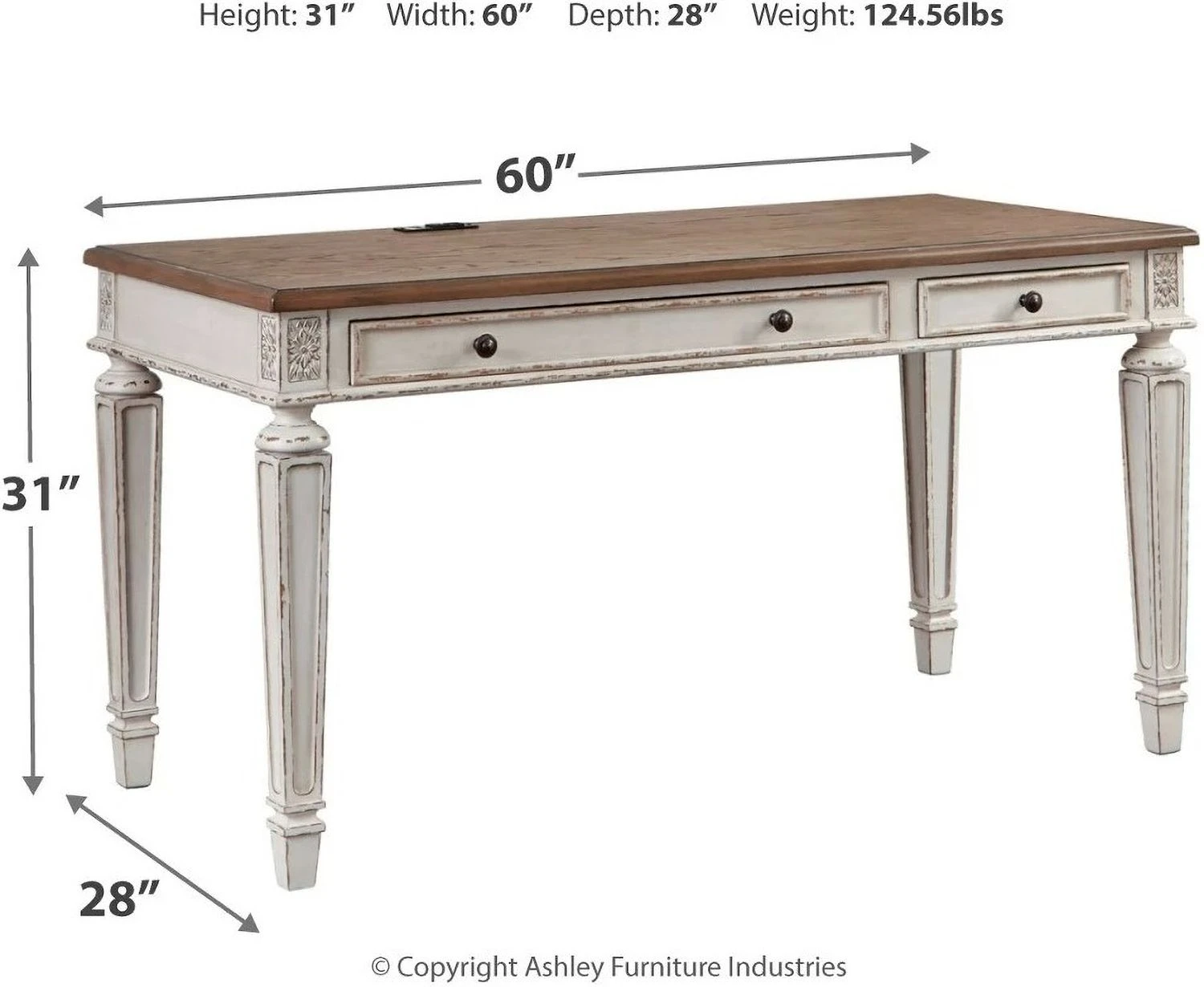 Realyn White and Brown Home Office Desk H74334