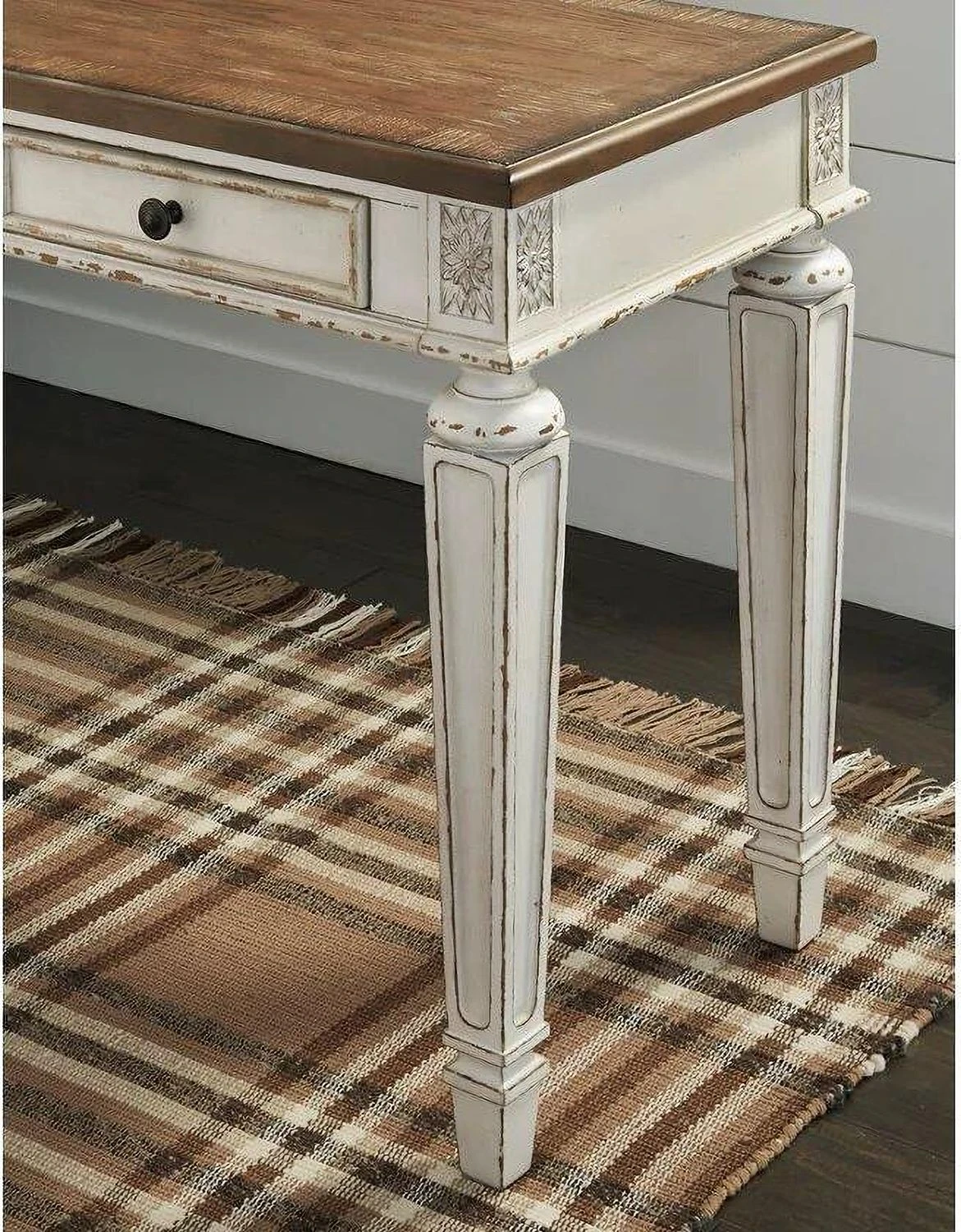 Realyn White and Brown Home Office Desk H74334