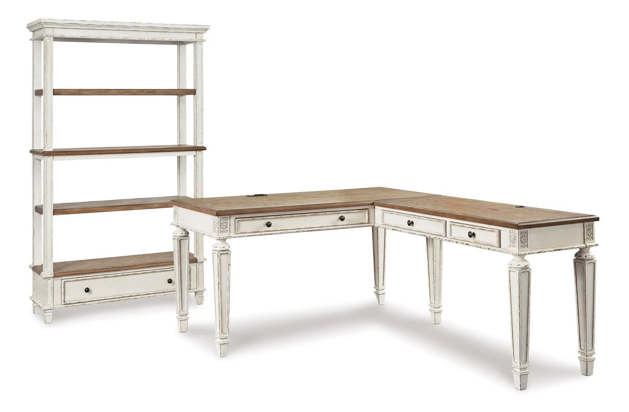 Realyn White and Brown Home Office Desk H74334