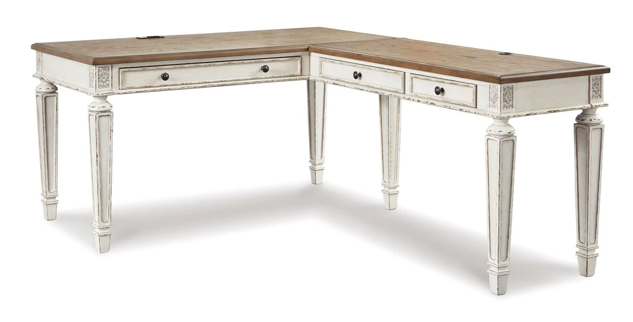 Realyn White and Brown Home Office Desk H74334