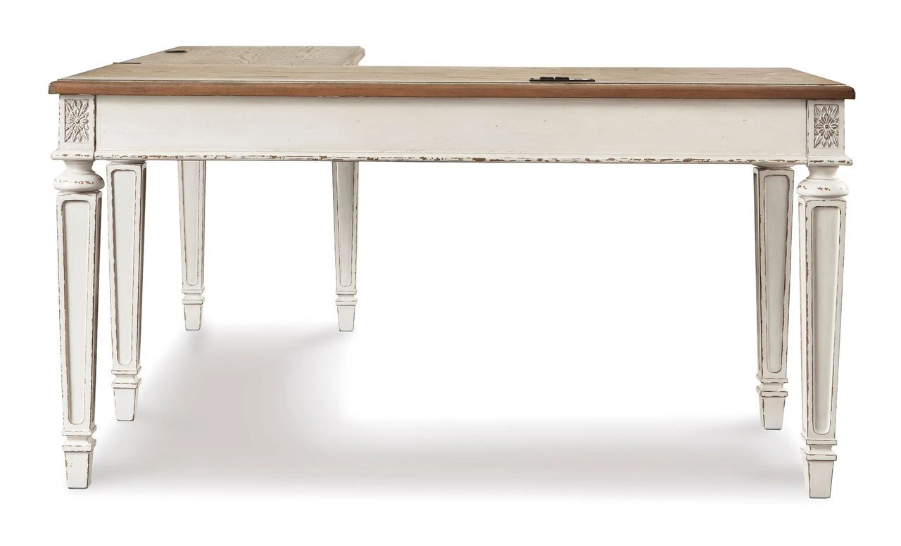 Realyn White and Brown Home Office Desk H74334