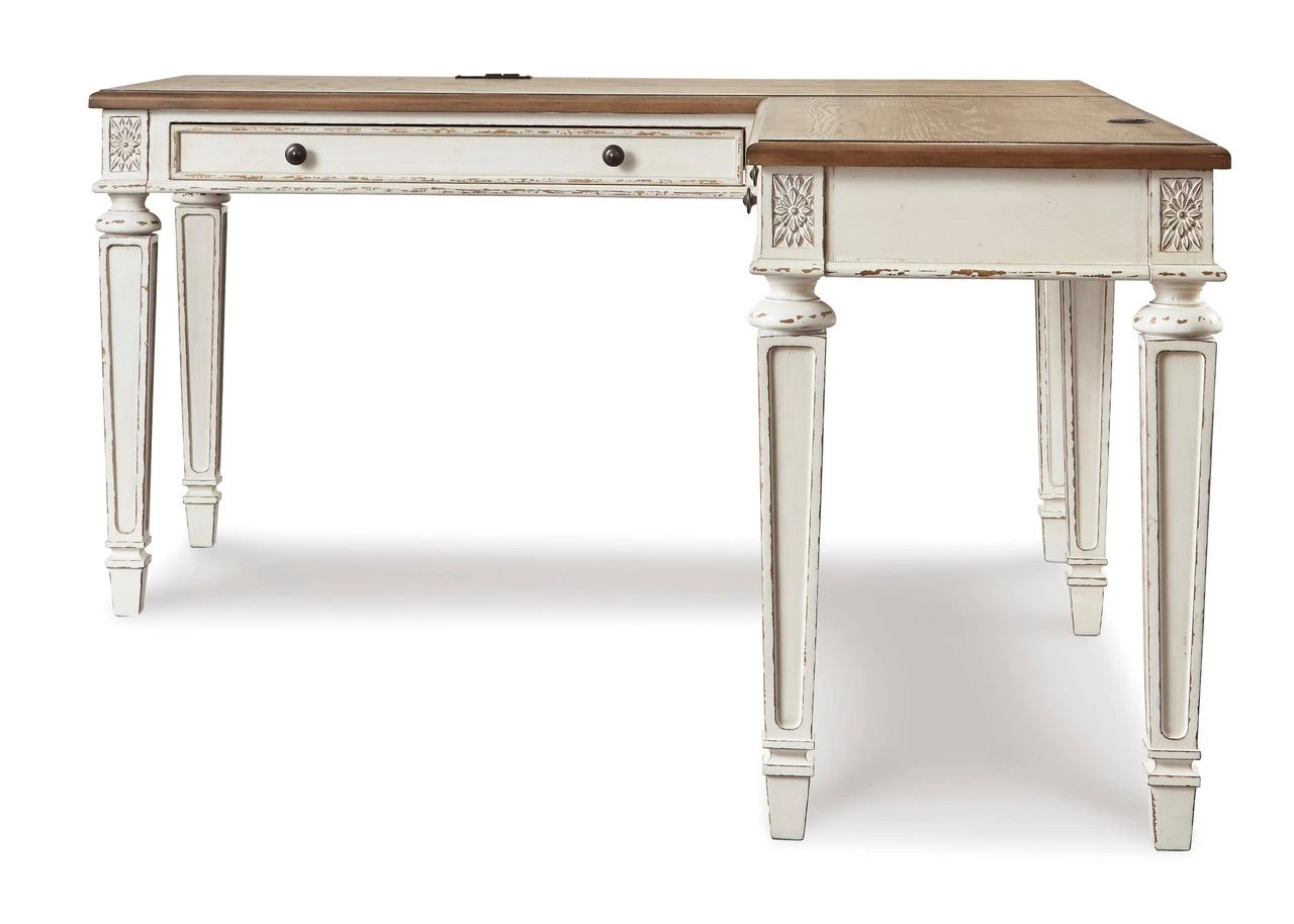 Realyn White and Brown Home Office Desk H74334