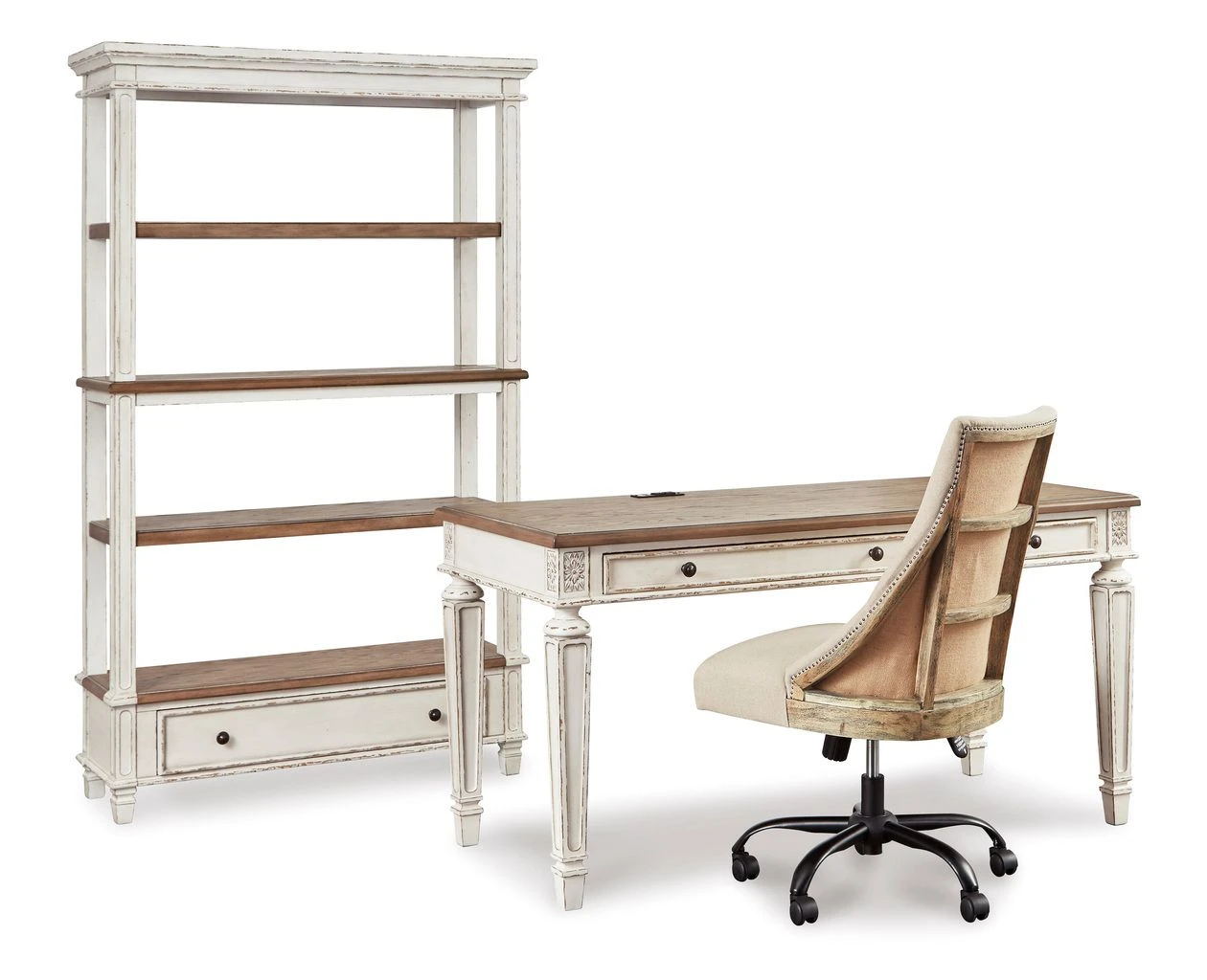 Realyn White and Brown Home Office Desk H74334