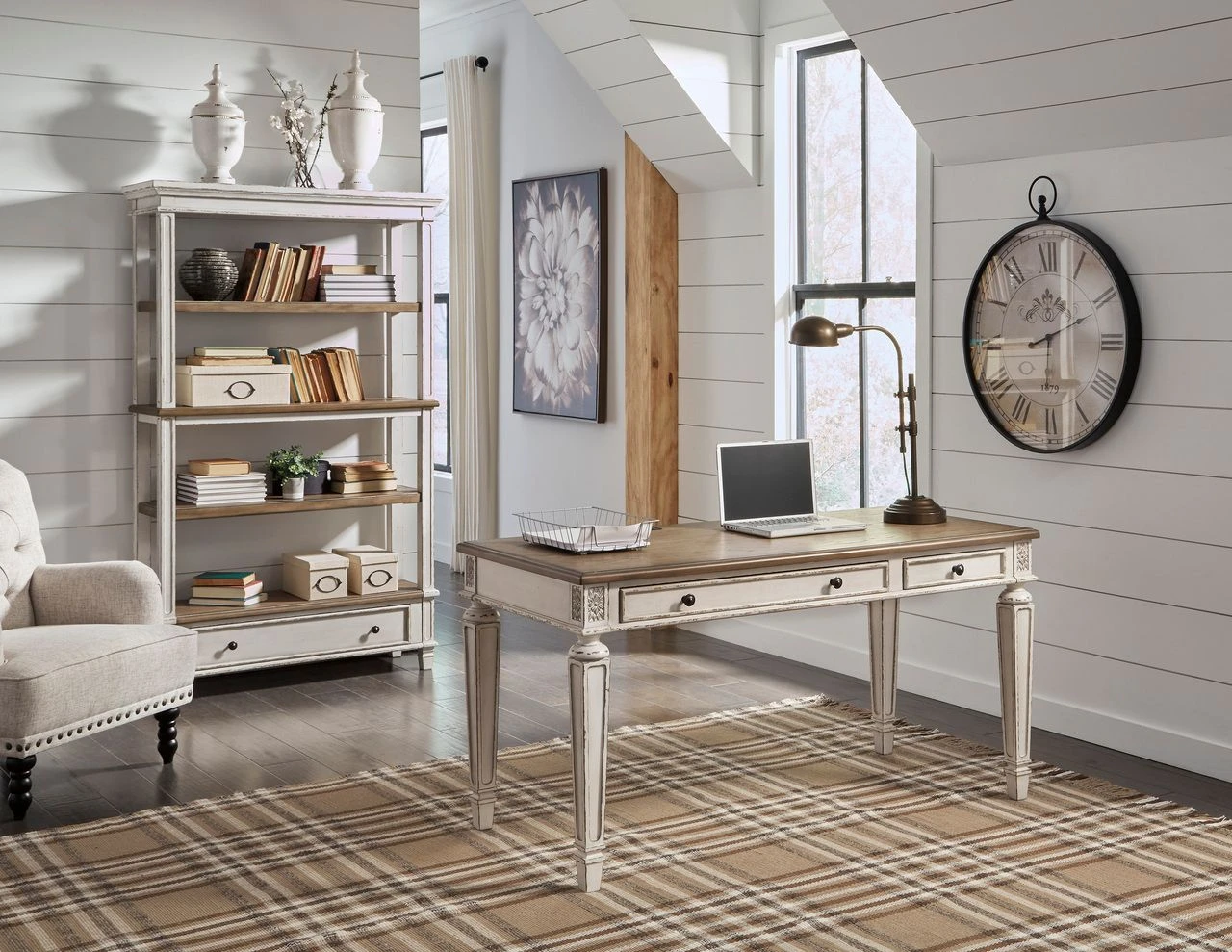 Realyn White and Brown Home Office Desk H74334