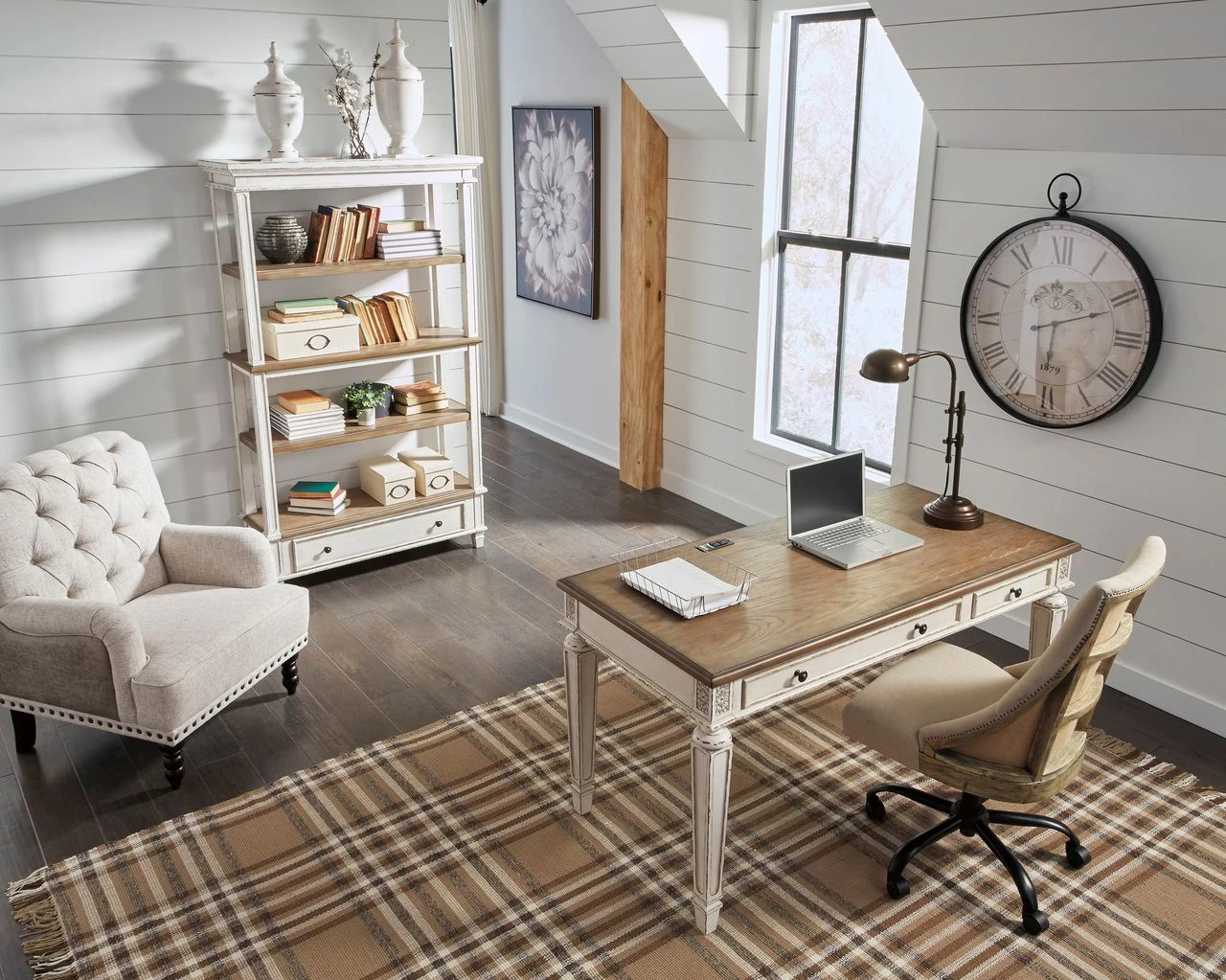 Realyn White and Brown Home Office Desk H74334