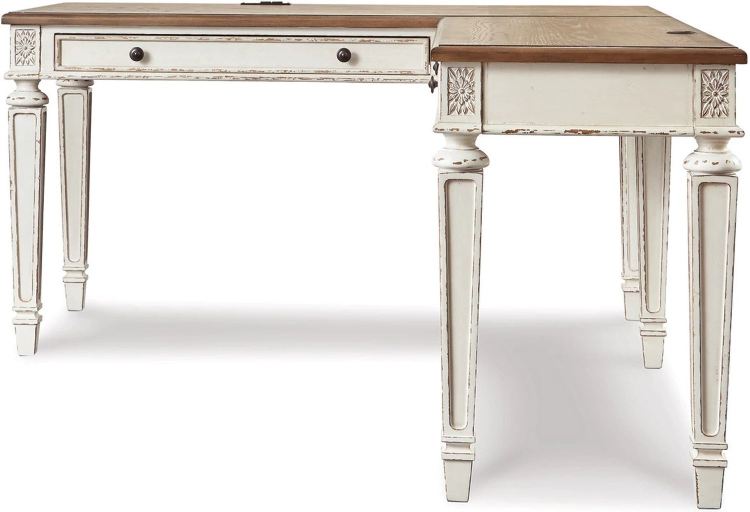 Realyn Home Office Desk Return In White And Brown H74334R