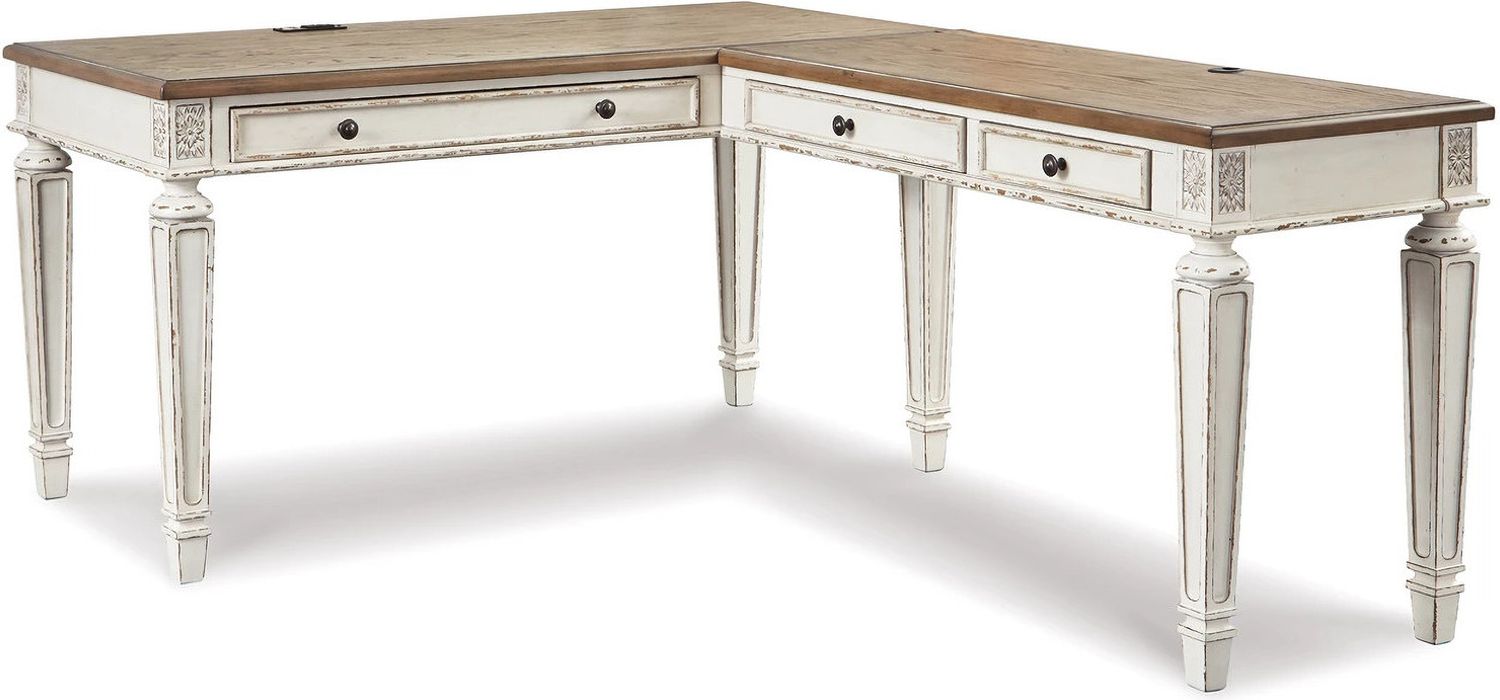 Realyn Home Office Desk Return In White And Brown H74334R
