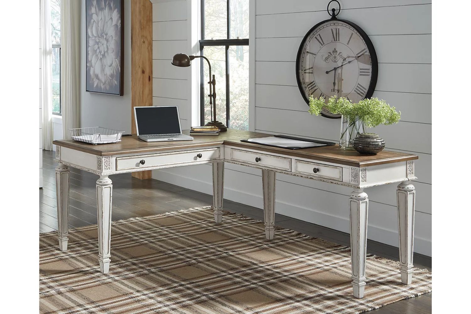 Realyn Home Office Desk Return In White And Brown H74334R