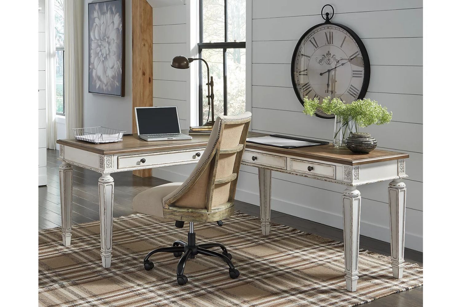 Realyn Home Office Desk Return In White And Brown H74334R